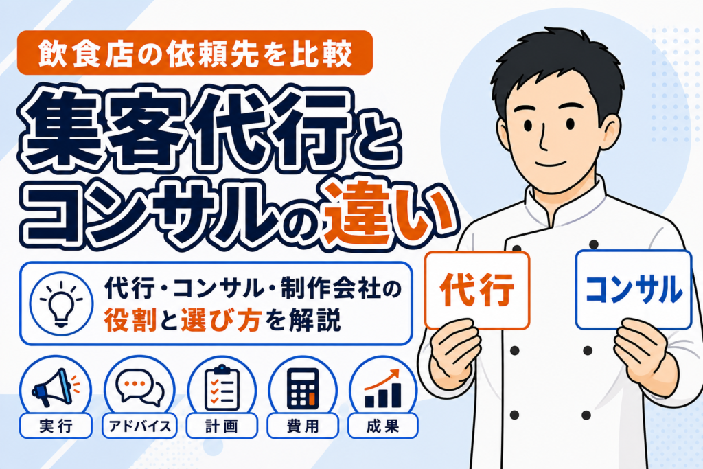 【比較】飲食店の集客代行とコンサルの違いを解説